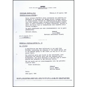 1966 Ferrari technical information n0036 275 GTB (Clamping of the engine and of the gearbox groups) (reprint)