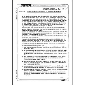 1980 Ferrari technical information n°0367 (Compilazione delle fatture di rivalsa in garanzia) (reprint)