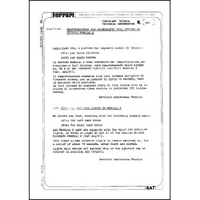 1982 Ferrari technical information n0385 (Timer for interior lights on Mondial 8) (reprint)