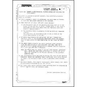 1983 Ferrari technical information n°0417 (Warranty claims processing, starting 1/1/1984 (not applicable for U.S.A./Canada)) (reprint)