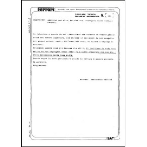 1984 Ferrari technical information n°0424 (Additivi per olio, benzina ecc. impiegati sulle vetture Ferrari) (reprint)