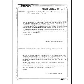 1984 Ferrari technical information n°0432 (Cracking of all lamps lenses (parking and directional)) (reprint)
