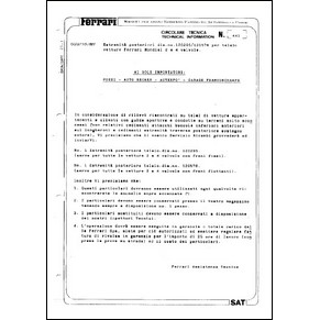1985 Ferrari technical information n0441 (Estremita posteriori dis. no. 120295/120576 per telaio vetture Ferrari Mondial 2 e 4 valvole) (reprint)