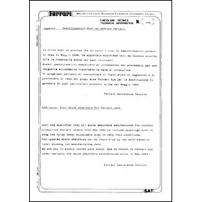 1985 Ferrari technical information n°0442 (Koni shock absorbers for Ferrari cars) (reprint)