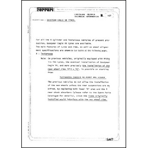 1986 Ferrari technical information n0467 (Goodyear Eagle VR tyres) (reprint)