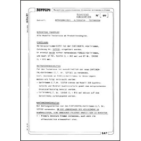 1987 Ferrari technical information n°0477 (Antriebsriemen alternator Testarossa) (reprint)