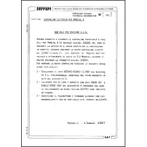 1987 Ferrari technical information n°0480 (Centralina elettrica per Mondial 8) (reprint)