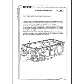 1988 Ferrari technical information n°0485 (Engine/gearbox assembly on Testarossa cars) (reprint)