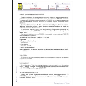 2002 Ferrari technical information n°1020 (Attrezzatura omologata Corghi) (reprint)