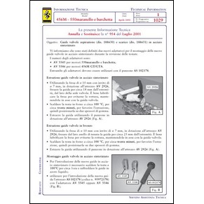 2002 Ferrari technical information n°1029 456M - 550 Maranello e Barchetta (Guide valvole aspirazione (dis. 188660) e scarico (dis. 188631) in acciaio sinterizzato) (reprint)