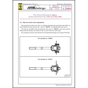2002 Ferrari technical information n°1038/A 360 Challenge (Rear tie rod for toe-in adjustment) (reprint)