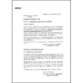 1970 Ferrari technical information n°0166 (Orders for spare parts) (reprint)