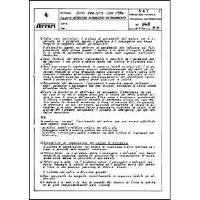 1974 Ferrari technical information n°0248 Dino 246 GTS USA 1974 (Dispositivo di consenso all'avviamento) (reprint)