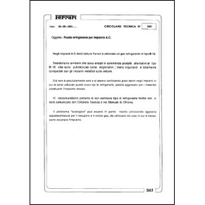 1991 Ferrari technical information n°0560 (Fluido refrigerante per impianto A.C.) (reprint)