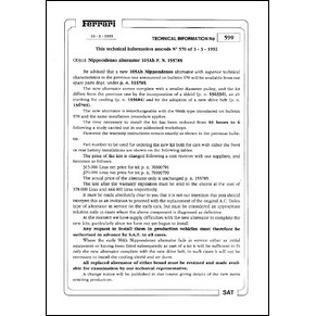 1993 Ferrari technical information n°0590 (Nippondenso alternator 105Ah P.N. 155785) (reprint)