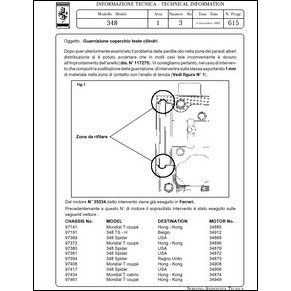1993 Ferrari technical information n°0615 348 (Guarnizione coperchio teste cilindri) (reprint)