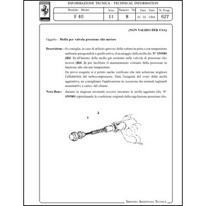 1994 Ferrari technical information n0627 F40 (Molla per valvola pressione olio motore) (reprint)