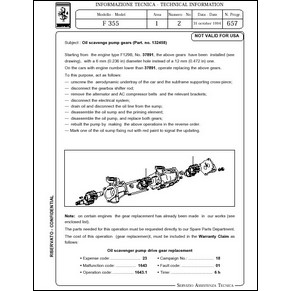 1994 Ferrari technical information n°0657 F355 (Oil scavenge pump gears (Part. no. 132458)) (reprint)