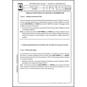 Circulaire technique n0659/B 1996 Ferrari F355 (Candele accensione F355) (copie)