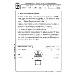 1995 Ferrari technical information n°0684 456 GT - F355 - 512M (Water and oil temperature sender) (reprint)