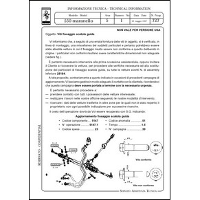 1997 Ferrari technical information n0727 550 Maranello (Viti fissaggio scatola guida) (reprint)
