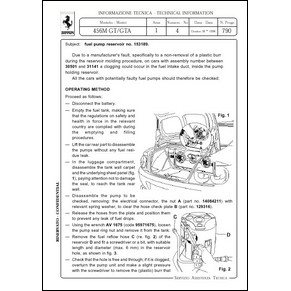 1998 Ferrari technical information n°0790 456 GT/GTA (Fuel pump reservoir no. 153189) (reprint)