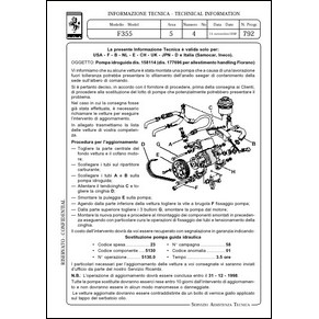 1998 Ferrari technical information n°0792 F355 (Pompa idroguida dis. 158114) (reprint)