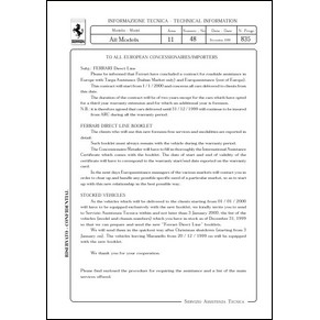 1999 Ferrari technical information n0835 (Ferrari direct line) (reprint)