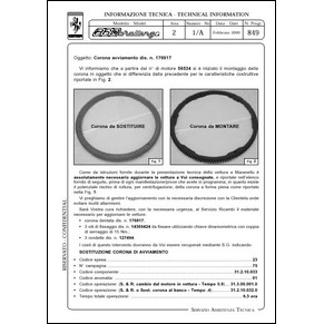 2000 Ferrari technical information n°0849 360 Challenge (Corona avviamento dis. n. 176917) (reprint)