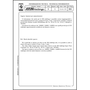 2000 Ferrari technical information n0881 360 Challenge (Shock absorber spacers) (reprint)