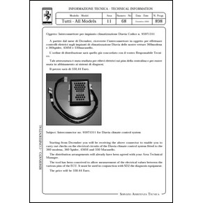 2000 Ferrari technical information n°0898 (Interconnector no. 959771311 for Diavia climate control system) (reprint)