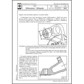 2001 Ferrari technical information n0963 360 Modena - 360 Spider (Boccola elastica superiore su scatola cambio) (reprint)