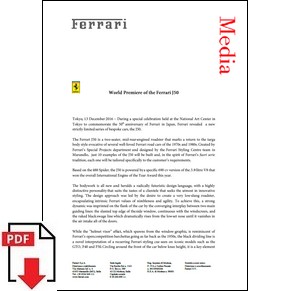 2016 Ferrari press release J50 (Comunicato stampa) PDF (uk)
