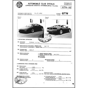1992 Ferrari 348 TB homologation sheet C.S.A.I. (Scheda di omologazione GTN-10) (reprint)