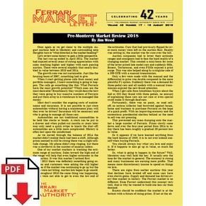 Ferrari market letter 2018 volume 43 number 17 - Pre-Monterey Market Review 2018 PDF (us)