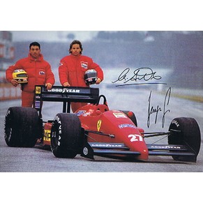 Ferrari official postcard 1987 Michele Alboreto + Gerhard Berger / F1/87 466/87