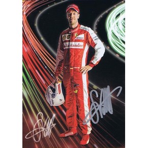 Carte postale officielle Ferrari 2015 Sebastian Vettel signe par le pilote