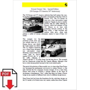 Ferrari owner's site - Special edition - 250  Europa - 375 America 50th anniversary 2003 PDF (uk)