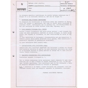 1974 Ferrari technical information n°0258/1 Dino 308 GT4 (Aggiormanenti tecnici)