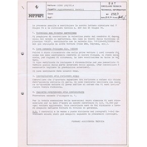 1974 Ferrari technical information n0258/1 Dino 308 GT4 (Aggiormanenti tecnici)