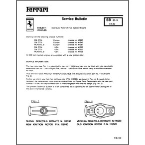 Bulletin de service USA 1982 80-14 Ferrari 308 GTBi/GTSi & Mondial 8 / distributor rotor of fuel injected engine (copie)