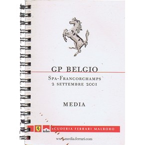 Media book Scuderia Ferrari 2001 Grand Prix Belgio Spa-Francorchamps 2 Settembre 2001 1681/01