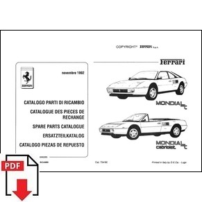 1992 Ferrari Mondial T spare parts catalogue 754/92 PDF (it/fr/uk/de/es)