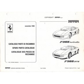 Catalogue des pièces de rechange 1994 Ferrari F355 GTB/GTS 918/94
