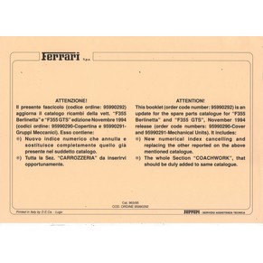 1995 Ferrari F355 GTB/GTS spare parts catalogue 963/95