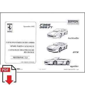 1997 Ferrari F355 + 355 F1 Motronic 5.2 spare parts catalogue 1253/97 PDF (it/fr/uk)