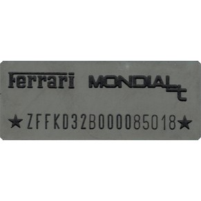 Chassis plate 1990 Ferrari Mondial T s/n 85018