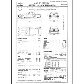 1963 Ferrari 250 GTL Berlinetta homologation certificate (Certificato di omologazione) (reprint)
