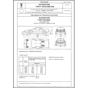 1983 Ferrari 308 GTB Quattrovalvole homologation certificate (Certificato di omologazione) (reprint)