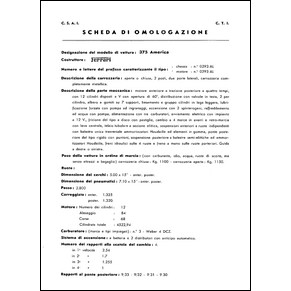 Fiche d'homologation C.S.A.I. 1953 Ferrari 375 America (Scheda di omologazione) (copie)